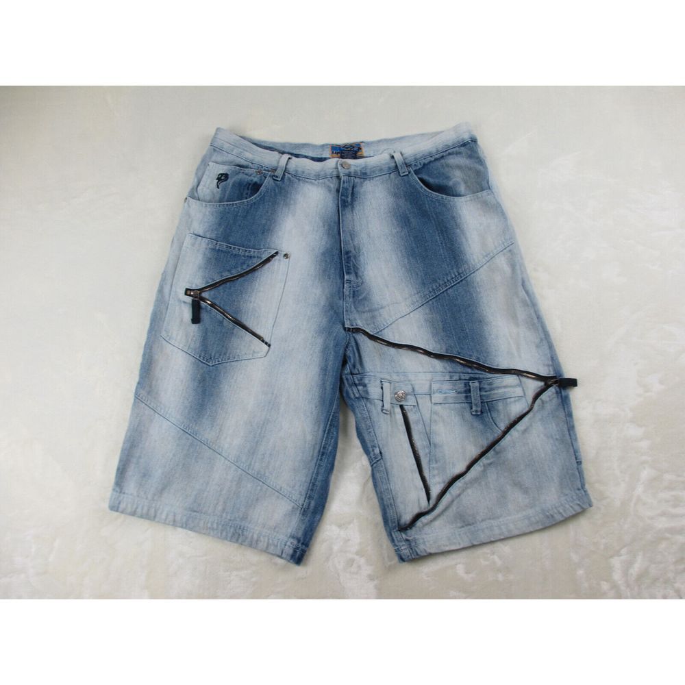 VINTAGE Raw Blue Shorts Mens 40 Blue‎ Jeans Denim Y2K Baggy Hip Hop Streetwear*